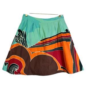 MARIMEKKO ANTHROPOLOGIE Skirt 6 Hidden Zipper Desert Artsy‎ Pleated Above Knee